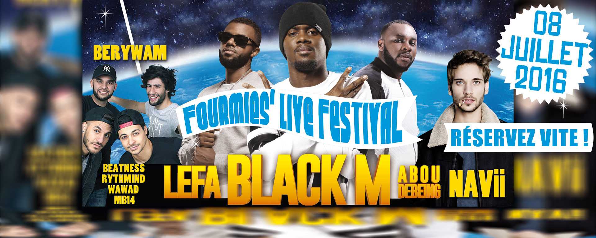 Seconde édition du Fourmies Live Festival sur le site des Verreries à Fourmies le 8 juillet 2016 avec pour tête d'affiche, BLACK M.